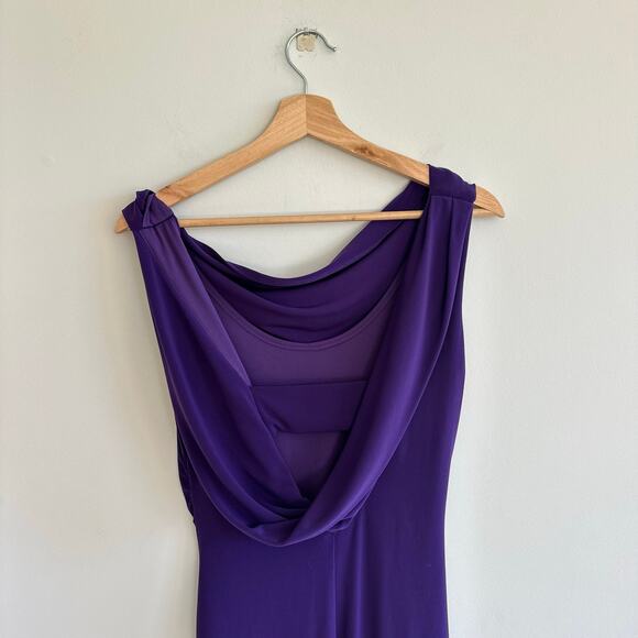 Joseph Ribkoff Cinch Side Draped Back Sleeveless Dress Purple 6 - Picture 4 of 8